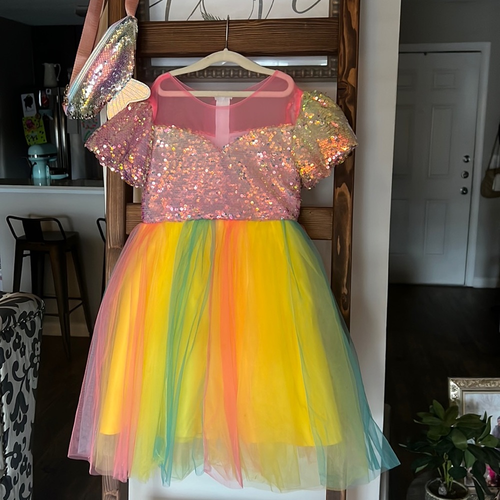Mermaids and Pirates Rainbow Tulle Sequins Twirl Dress